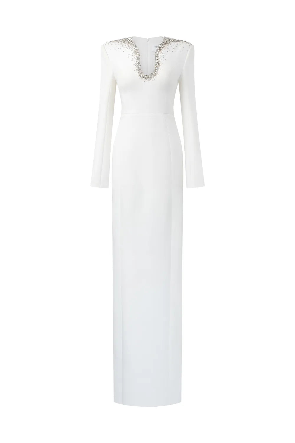 Crystal-Embellished Curved Neck Dress